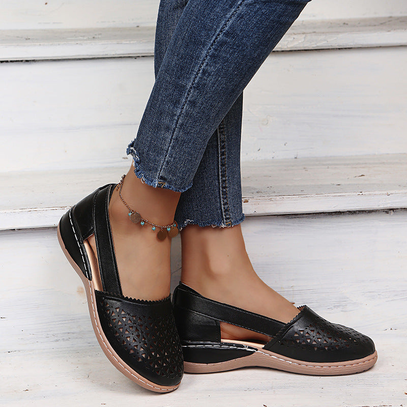 Damen  perforierte Slipper-Pumps mit seitlichen Cut-Outs elastischem Fersenband und dämpfender Komfortsohle Drune