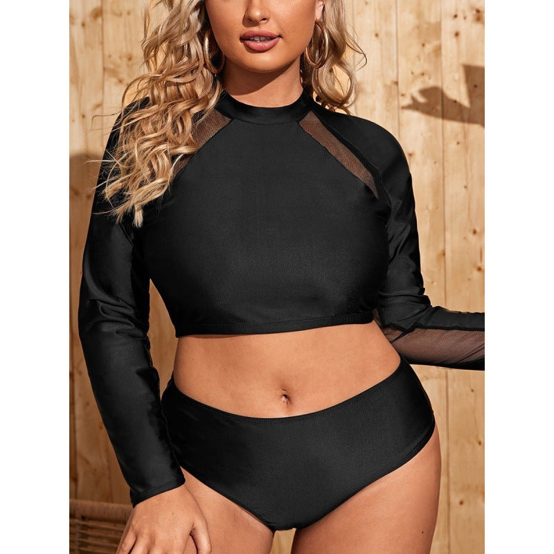 Damen Surf-Badeanzug mit langärmligem Mesh-Oberteil und hoch geschnittenem Höschen Drune