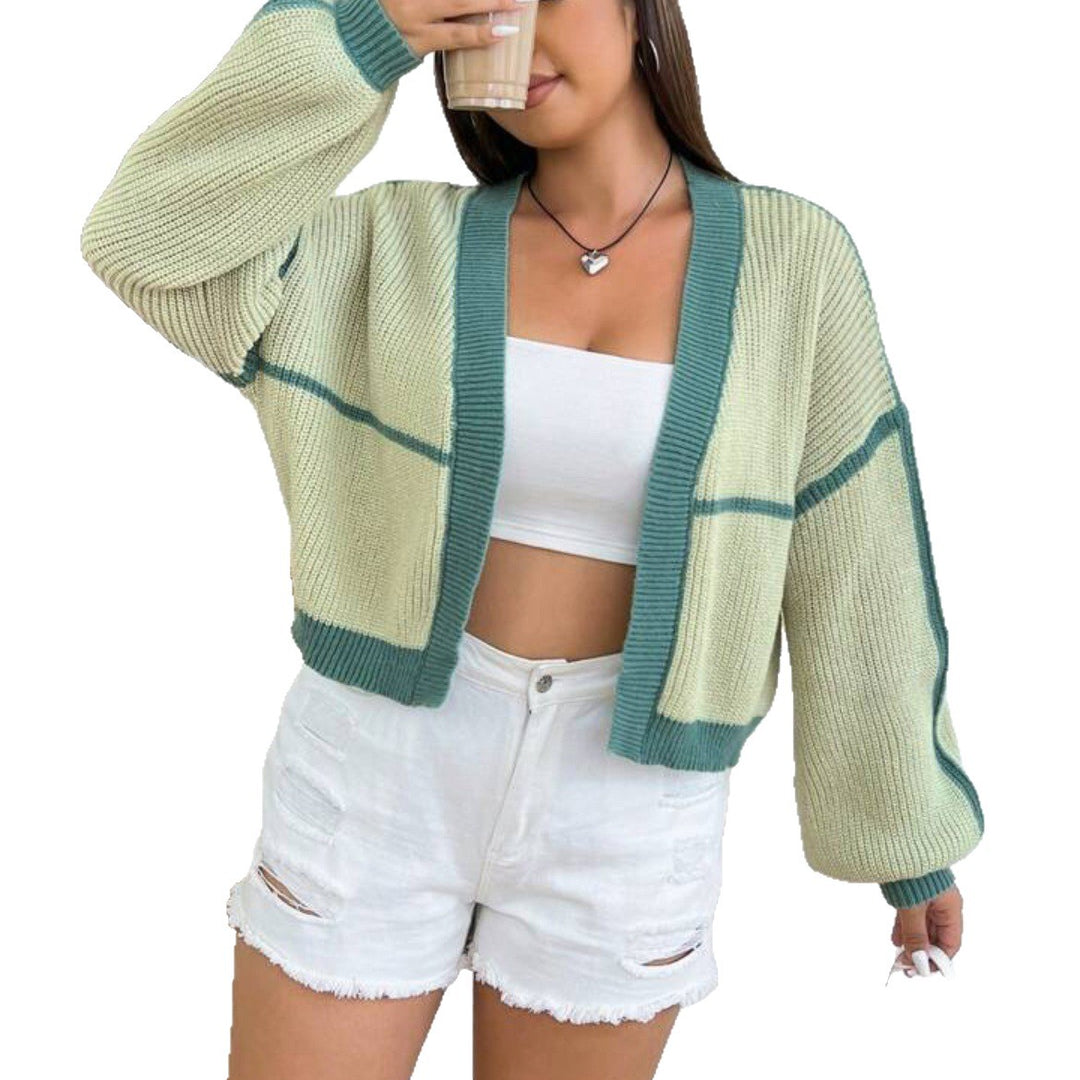 Damen Grobstrick Cardigan mit modernen Karomustern und weitem Schnitt Drune