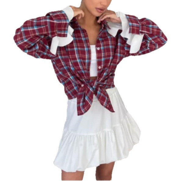 Damen Karomuster Hemdbluse Drune
