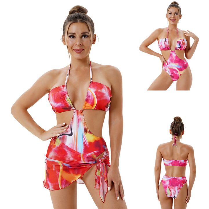 Damen Bandeau-Bikini mit modischem Überwurf Drune