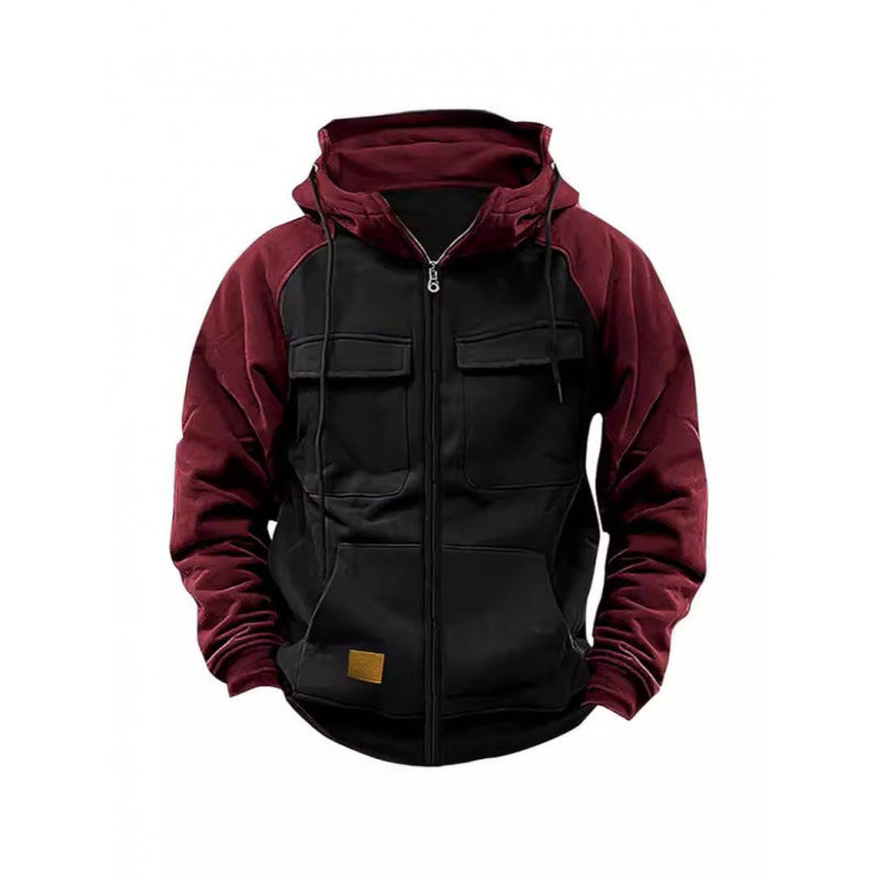 Herren Kapuzenjacke mit Cargo-Taschen und durchgehendem Reißverschluss Drune