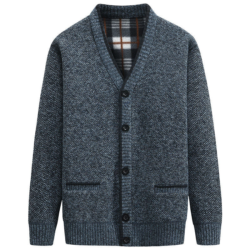 Herren Strickjacke mit kariertem Innenfutter und praktischen Taschen Drune