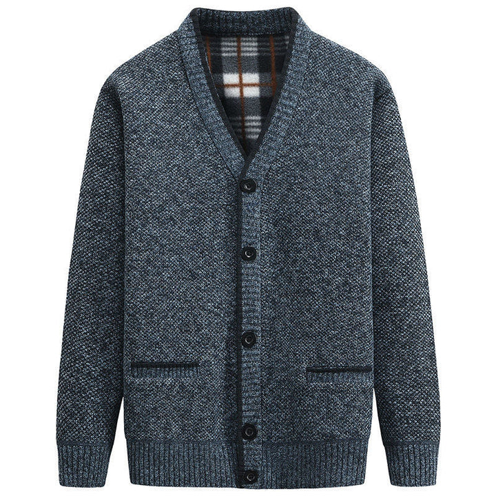 Herren Strickjacke mit kariertem Innenfutter und praktischen Taschen Drune