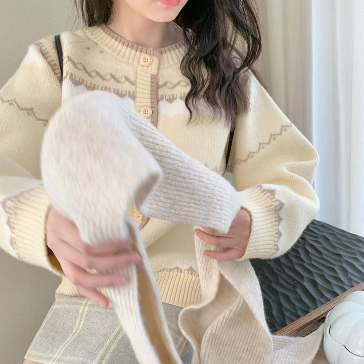 Damen Strickjacke mit kunstvollem Muster Drune