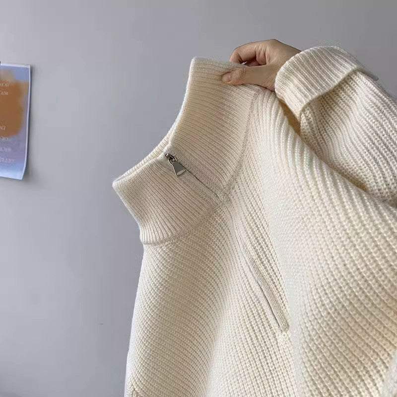 Herren lässiger Stehkragenpullover mit Reißverschluss Drune