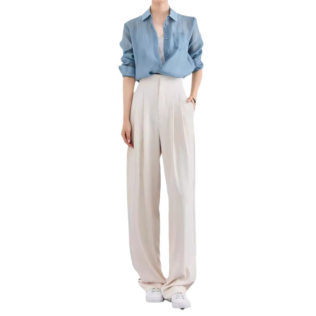 Damen Elegante und lässige High-Waist Stoffhose Drune