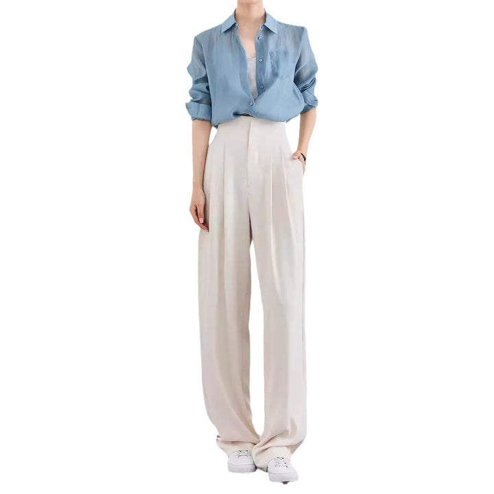 Damen Elegante und lässige High-Waist Stoffhose Drune