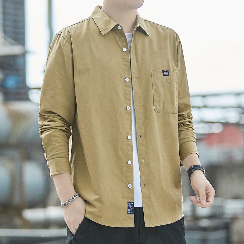 Herren Baumwoll-Overshirt im Casual-Look mit Brusttasche & Hemdkragen Drune