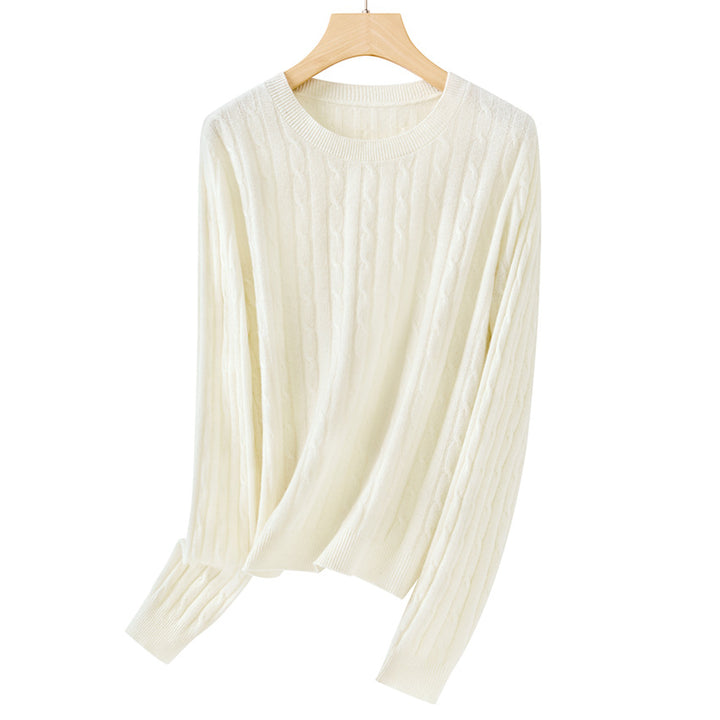 Damen Kuscheliger Zopfstrick-Pullover aus Feinstrick mit Rundhalsausschnitt Drune