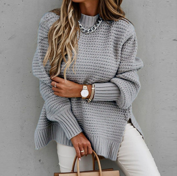 Damen Lässiger Strickpullover mit strukturiertem Muster und Rollkragen Drune
