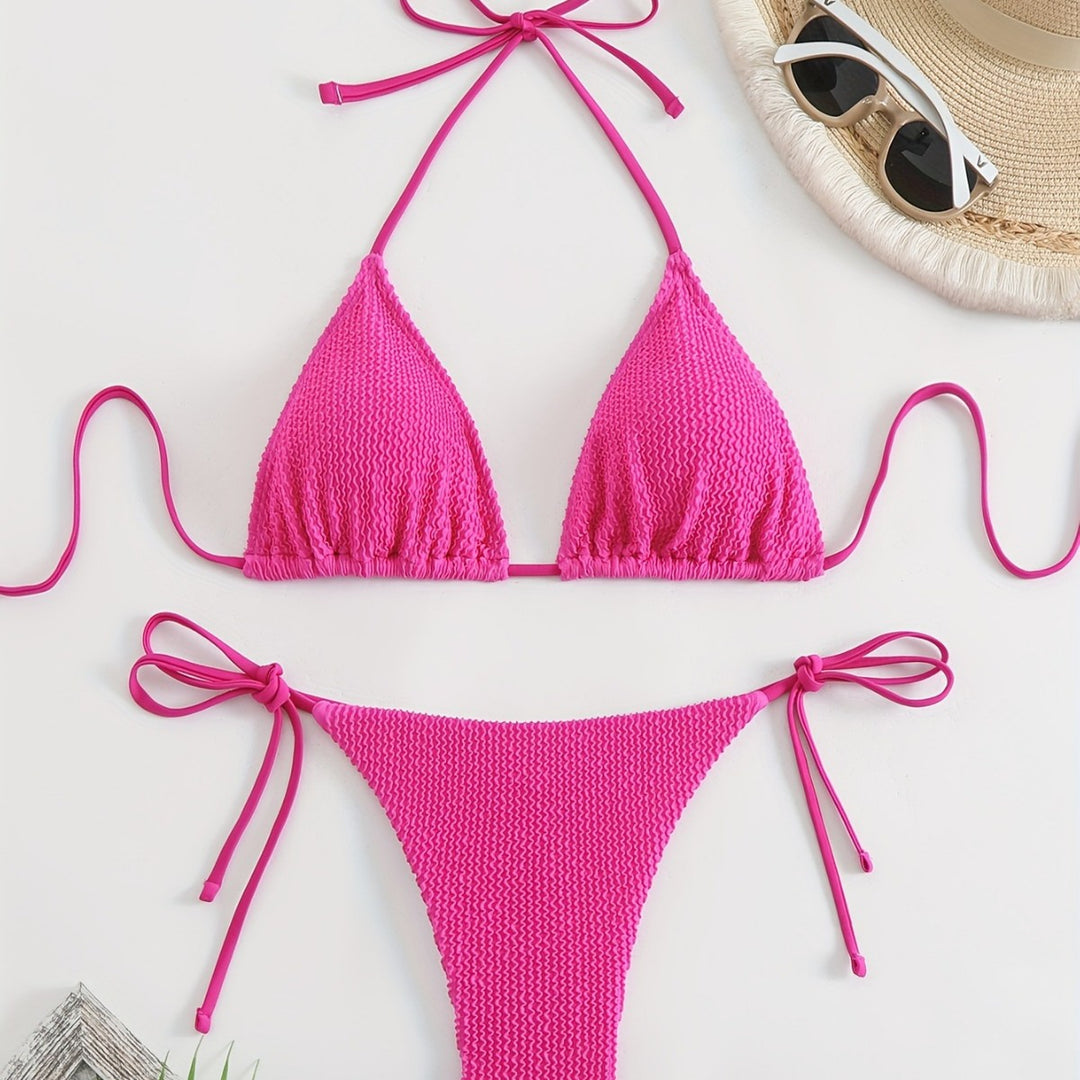 Damen Triangel-Bikini-Set mit verstellbaren Bindebändern Drune