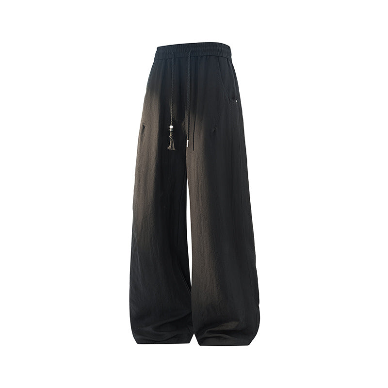 Damen Weite Leinen-Ballonhose mit Tunnelzugbund und Seitentaschen Drune