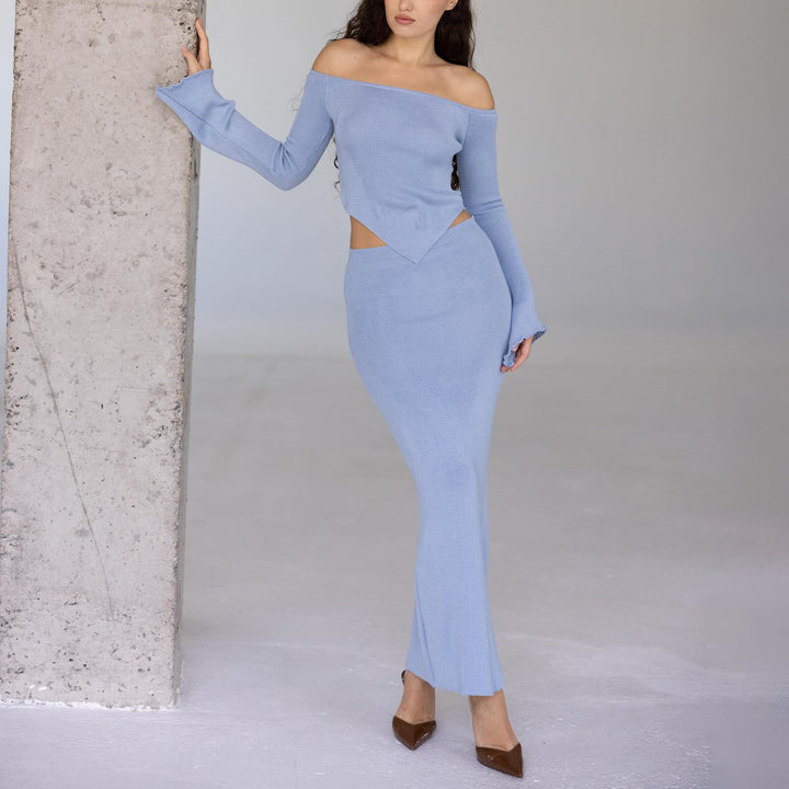Damen elegantes Two-Piece Set mit schulterfreiem Oberteil Drune