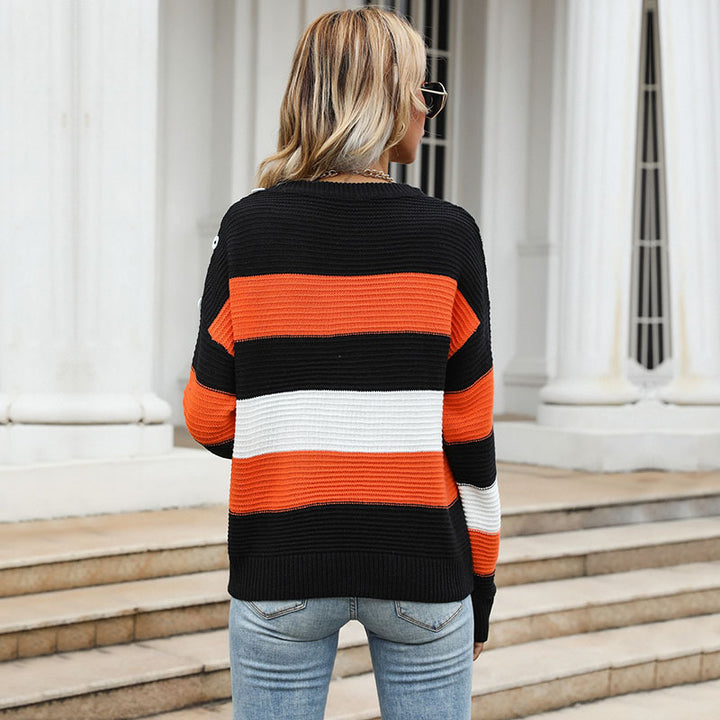 Damen Gemütlicher Strickpullover mit markanten Blockstreifen Drune