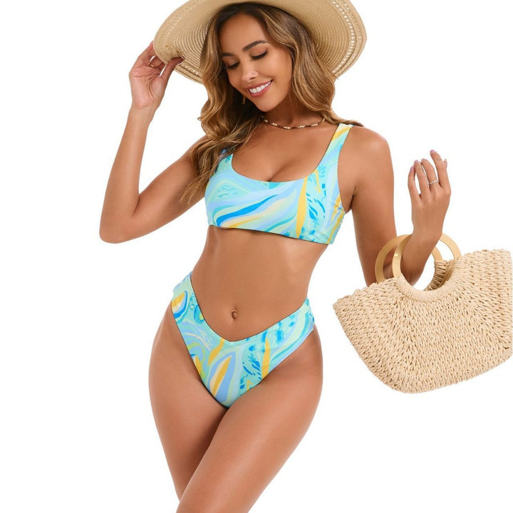 Damen Bikini-Set mit hoch geschnittenem Unterteil und sportlichem Oberteil Drune