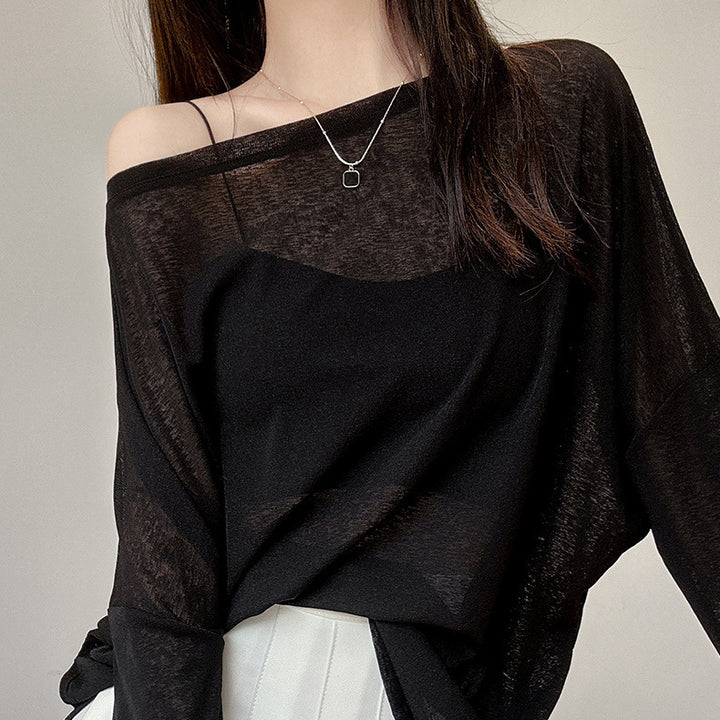 Damen lässiges Langarmshirt mit feinen strukturierten Details Drune