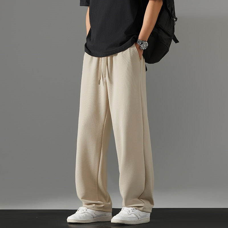 Herren weite Relaxed-Jogginghose aus French-Terry mit Kordelzug, elastischem Bund & geradem Bein Drune