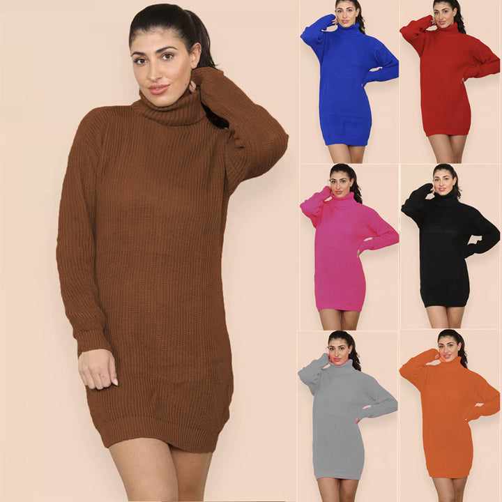 Damen Strickkleid mit hohem Kragen und weitem Schnitt Drune