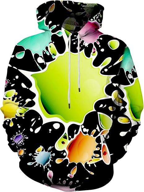 Damen Farbenfroher Hoodie mit kreativen Spritzmotiven Drune