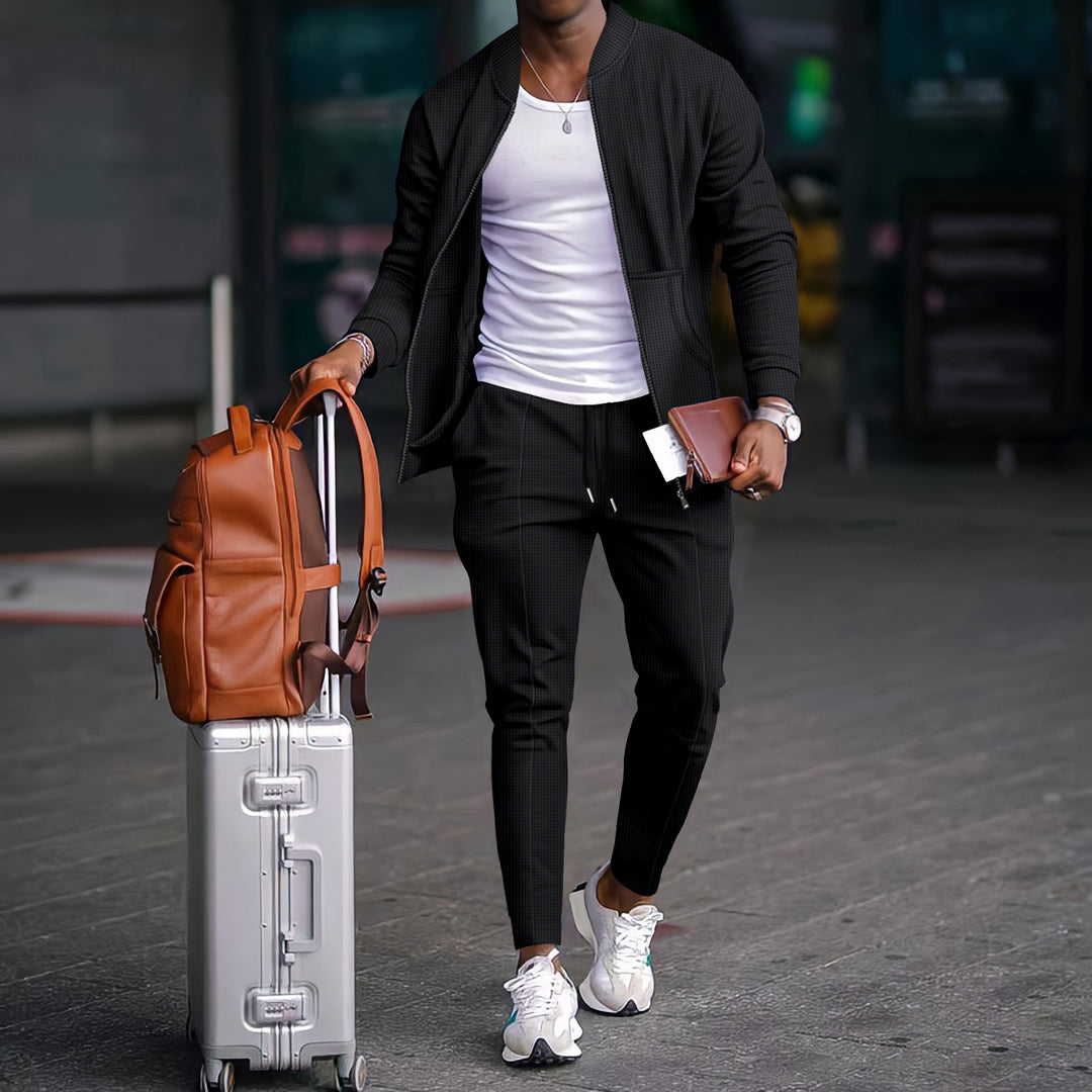 Herren modischer Freizeitanzug mit sportlichen Details und atmungsaktivem Stoff Drune