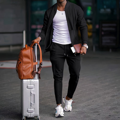 Herren modischer Freizeitanzug mit sportlichen Details und atmungsaktivem Stoff Drune