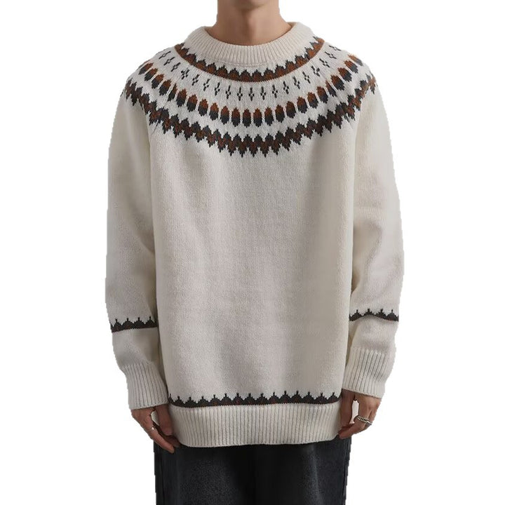 Herren Gemütlicher Grobstrickpullover mit kreativem Muster Drune