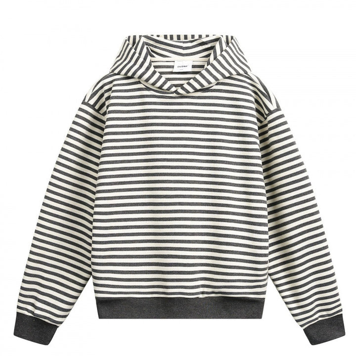 Unisex Gestreifter Oversize-Hoodie aus Baumwoll-Mix mit Rippbündchen Drune