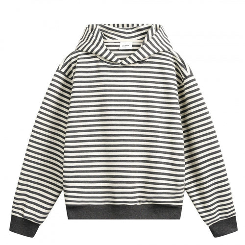 Unisex Gestreifter Oversize-Hoodie aus Baumwoll-Mix mit Rippbündchen Drune