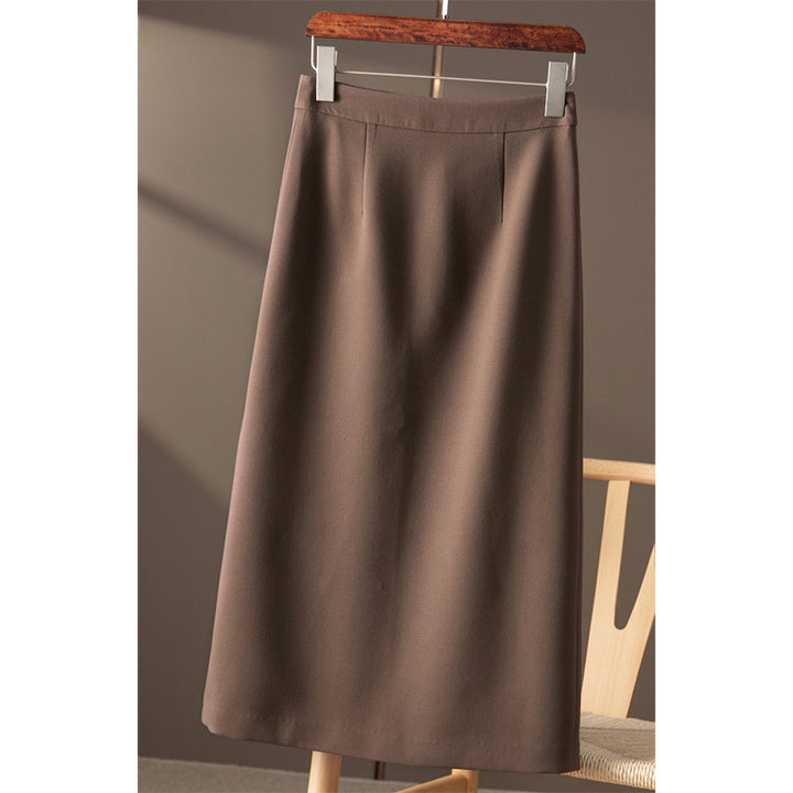 Damen Eleganter Midirock mit hoher Taille Drune