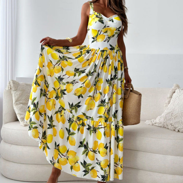 Damen Sommerkleid mit Romantischem Zitronenprint Drune