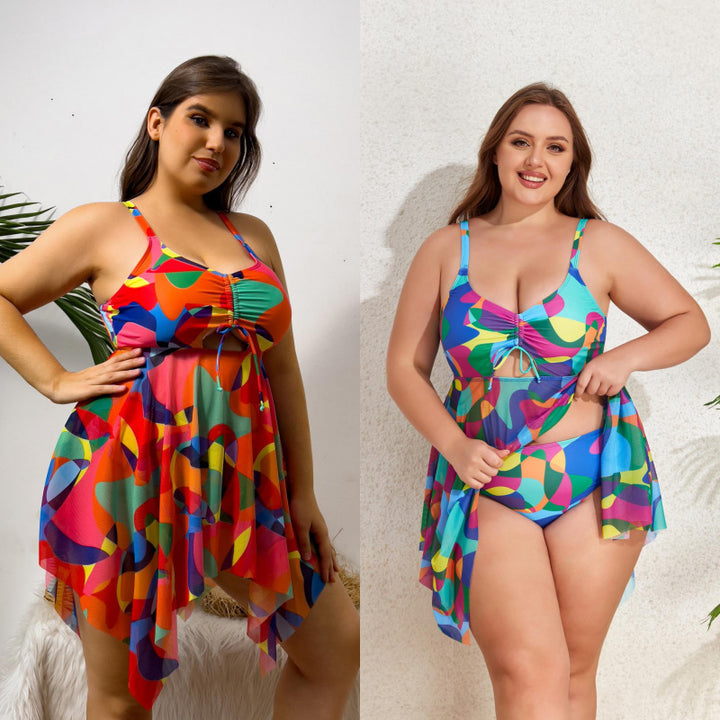 Damen Bikiniset mit fließendem Wickeldesign und modischem Mustermix Drune