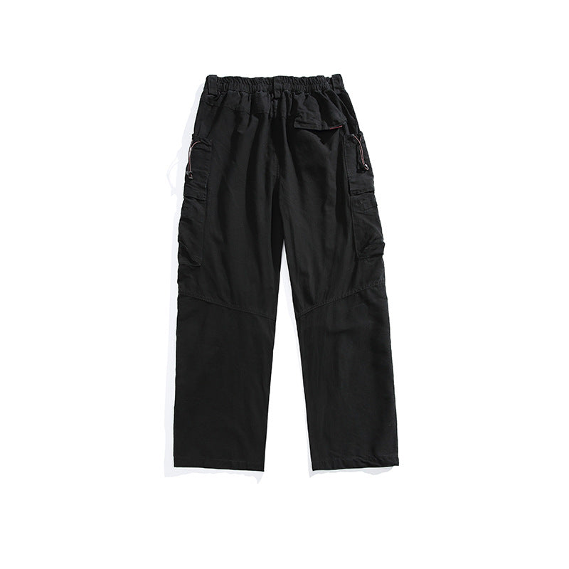 Herren Lockere Cargohose mit elastischem Bund, Multifunktionstaschen und geradem Bein Drune