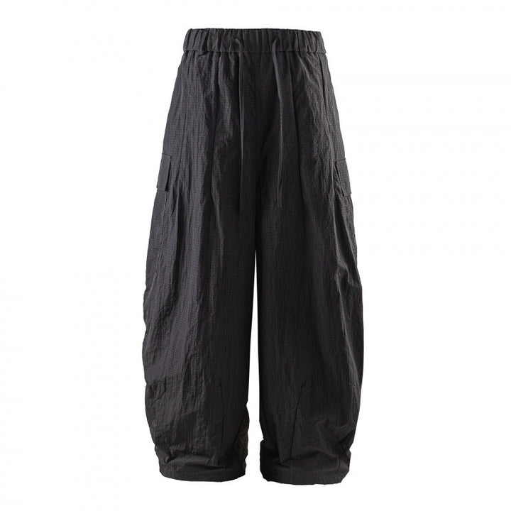 Unisex Weite Cropped Cargo-Hose mit elastischem Bund, Tunnelzug und aufgesetzten Taschen Drune