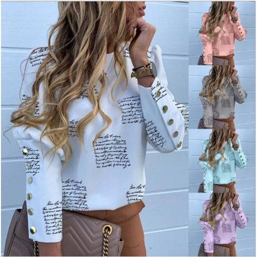 Damen Leichte Bluse mit Leopardenprint, Ballonärmeln und Zierknopfleiste Drune
