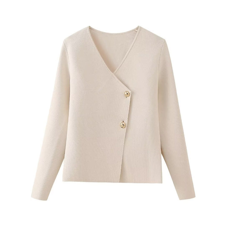 Damen elegante Wickeljacke mit Knopfdetails Drune