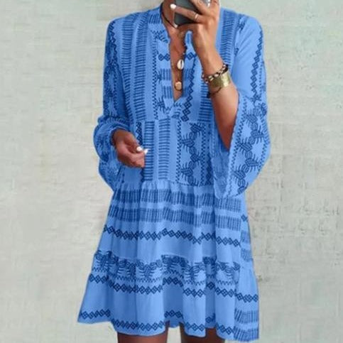Damen lässiges, geblümtes Kurzarmkleid Drune