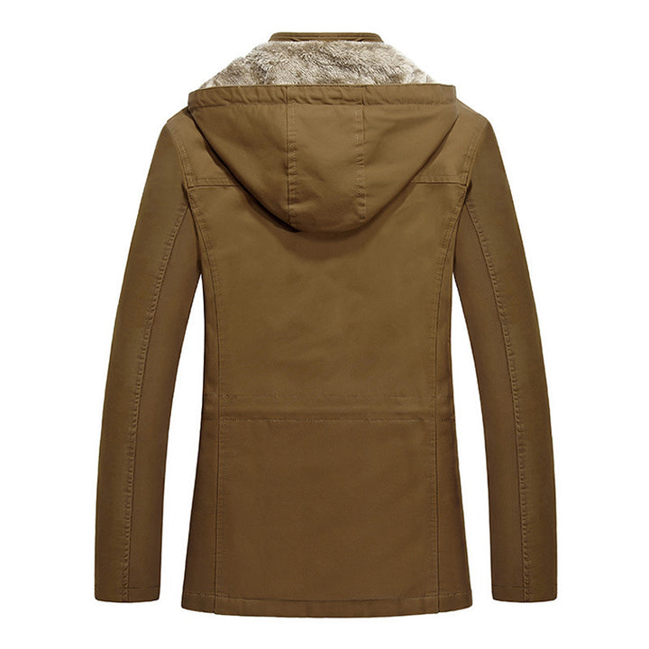 Herren Parka mit Teddyfutter in Kapuze, Utility‑Taschen und Kordelzug Drune