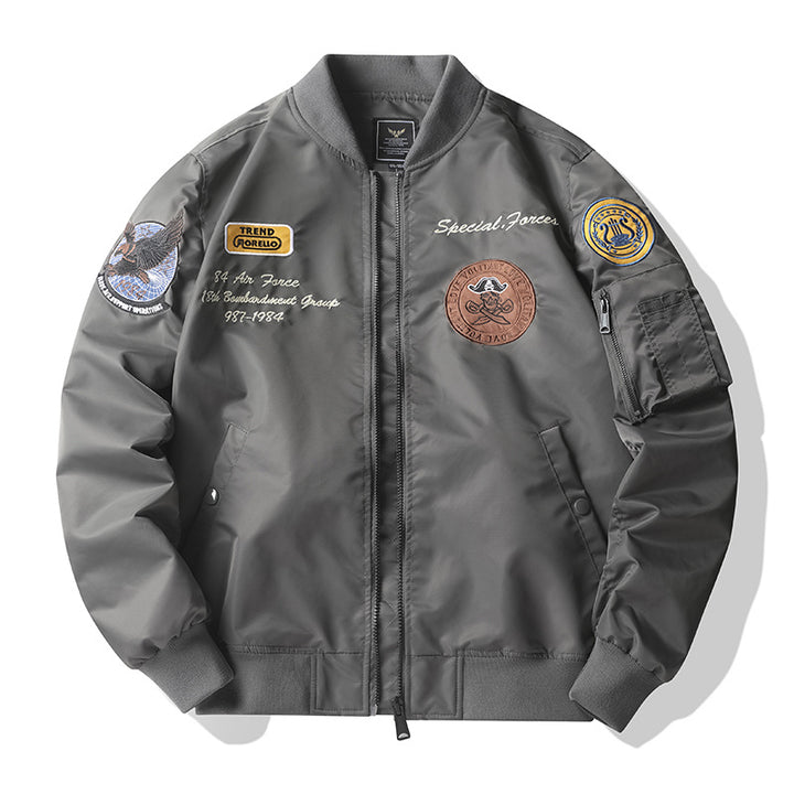 Herren Urbane Bomberjacke mit Stickereien Drune