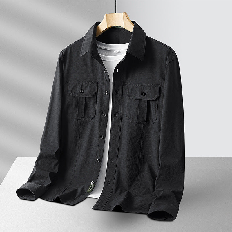 Herren Leichtes Utility-Overshirt aus Baumwollmix mit Brustklappen und entspannter Passform Drune