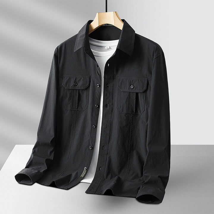 Herren Leichtes Utility-Overshirt aus Baumwollmix mit Brustklappen und entspannter Passform Drune