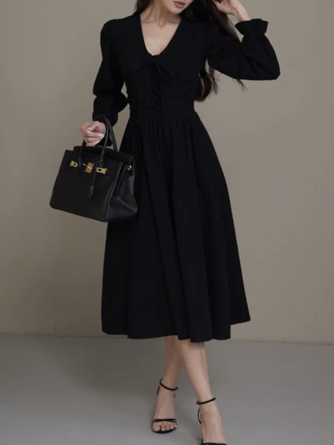 Damen Midikleid mit Rüschendetails und Taillengürtel Drune