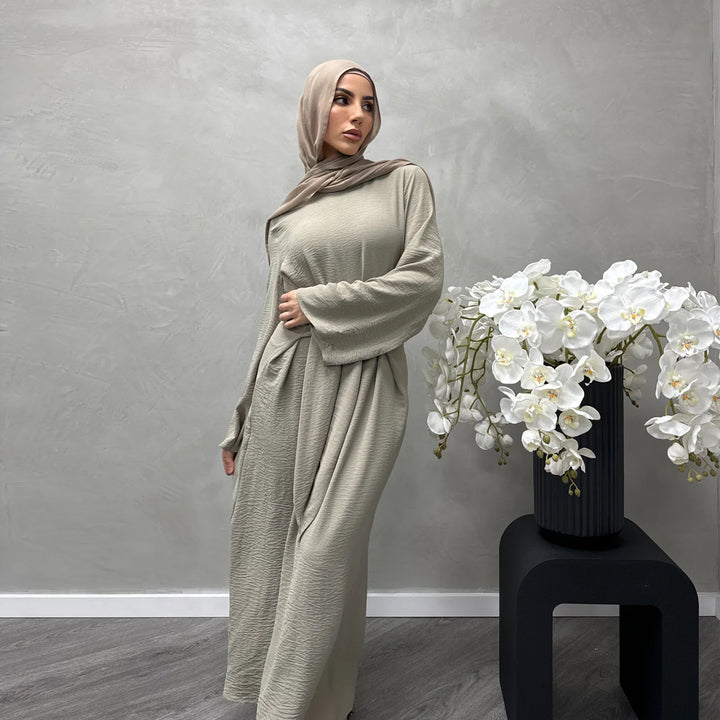 Damen Modisches Maxikleid aus fließendem Stoff mit weiten Ärmeln Drune