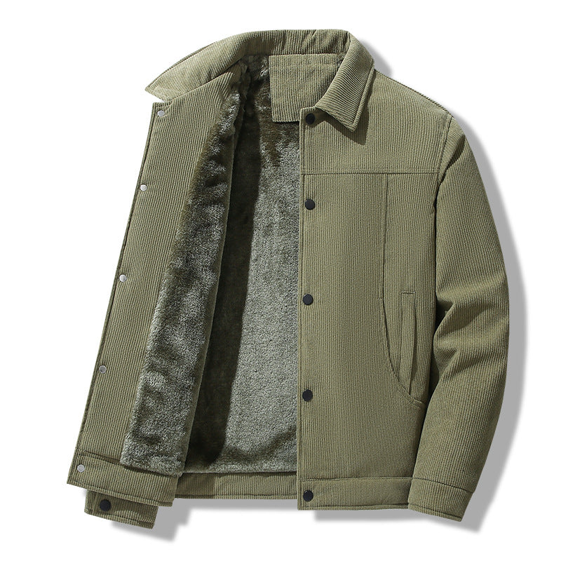 Herren Cordjacke im lässigen Worker-Style mit Druckknopfverschluss und seitlichen Eingrifftaschen Drune