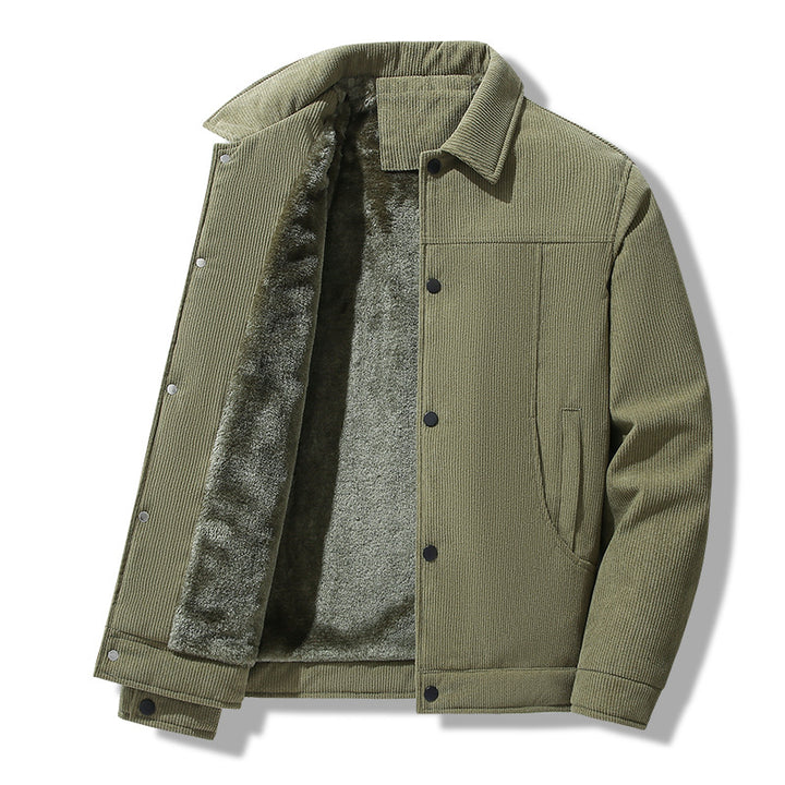 Herren Cordjacke im lässigen Worker-Style mit Druckknopfverschluss und seitlichen Eingrifftaschen Drune