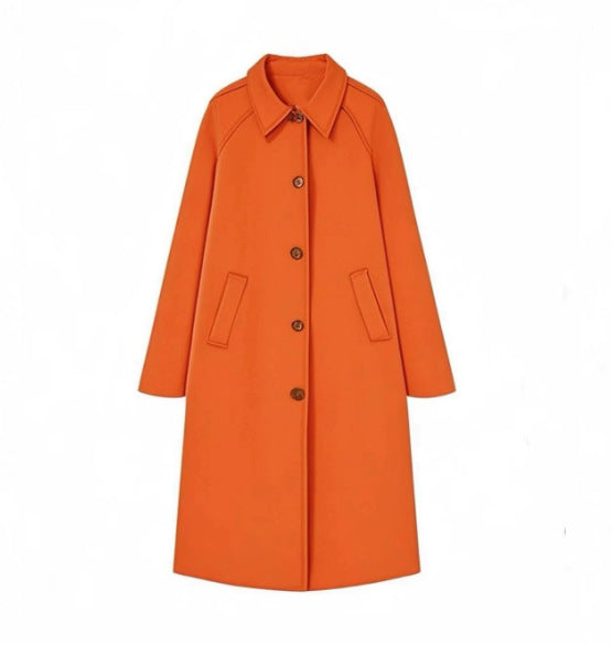 Damen 400+ lang geschnittener Trenchcoat mit Raglanärmeln und verdeckter Knopfleiste Drune