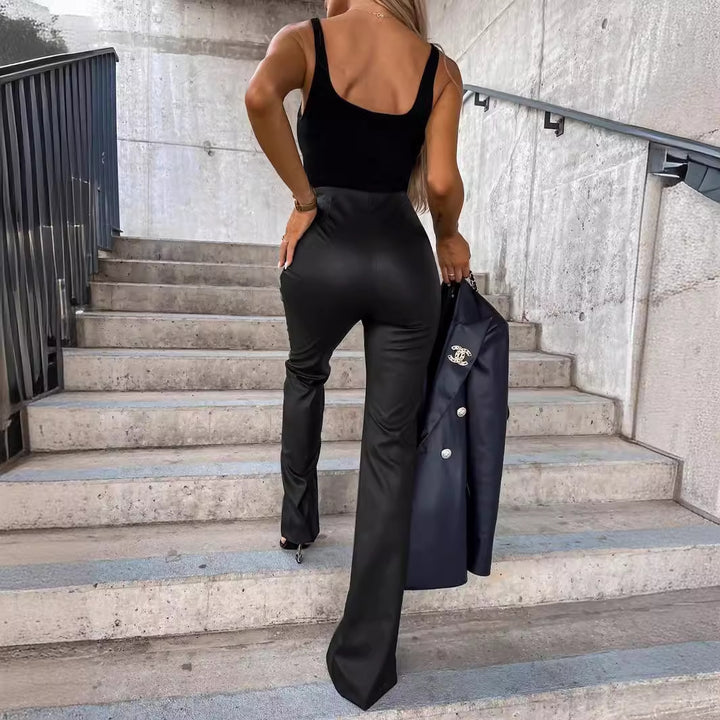 Damen eleganter Anzug mit weitem Bein und extravaganter Knopfdetail Drune