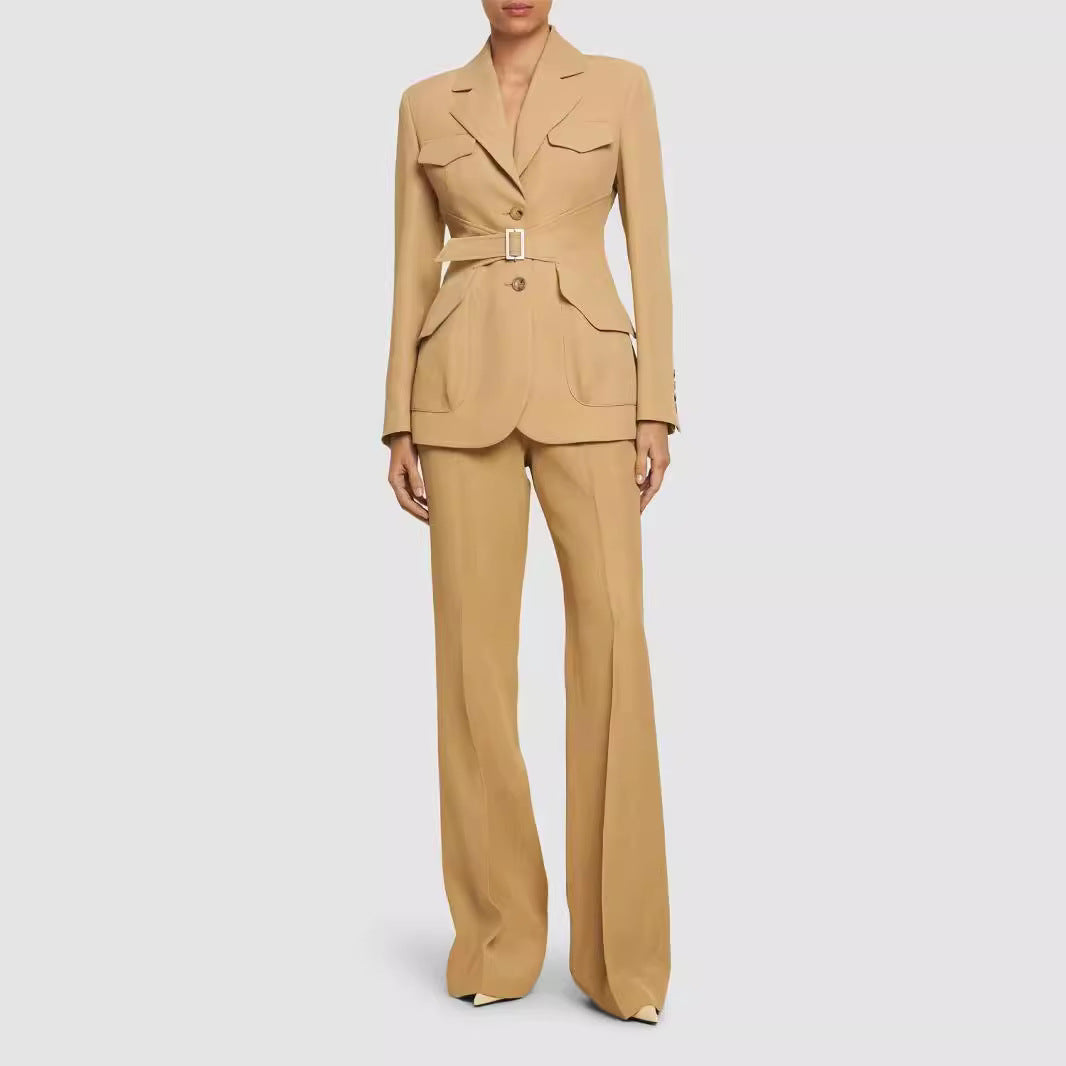 Damen Zweiteiliger Hosenanzug im Tailoring mit tailliertem Blazer und weitem Bein Drune
