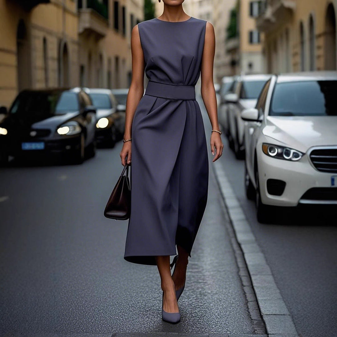 Damen elegantes Maxikleid mit figurbetonter Silhouette und seitlichem Schlitz Drune