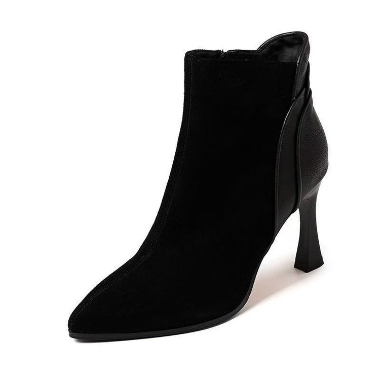 Damen Elegante Ankle Boots mit spitzem Fuß und hohem Absatz Drune